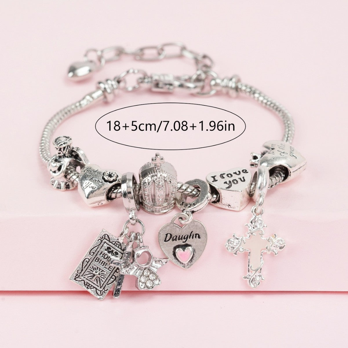 Pan Family Bracelet-DIY Cross-Border Hot-Selling Bracelet Luminous Cross Heart Angel Crown Adjustable Beautiful Jewelry