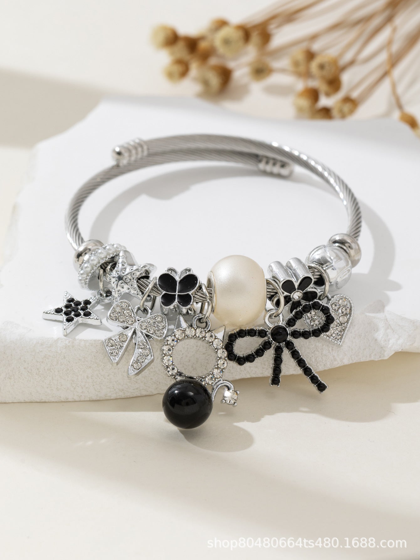 Pan Family Bracelet Cross-border hot DIY Beaded Bracelet Pearl Cat Bow Heart Pentagram Fashion Jewelry