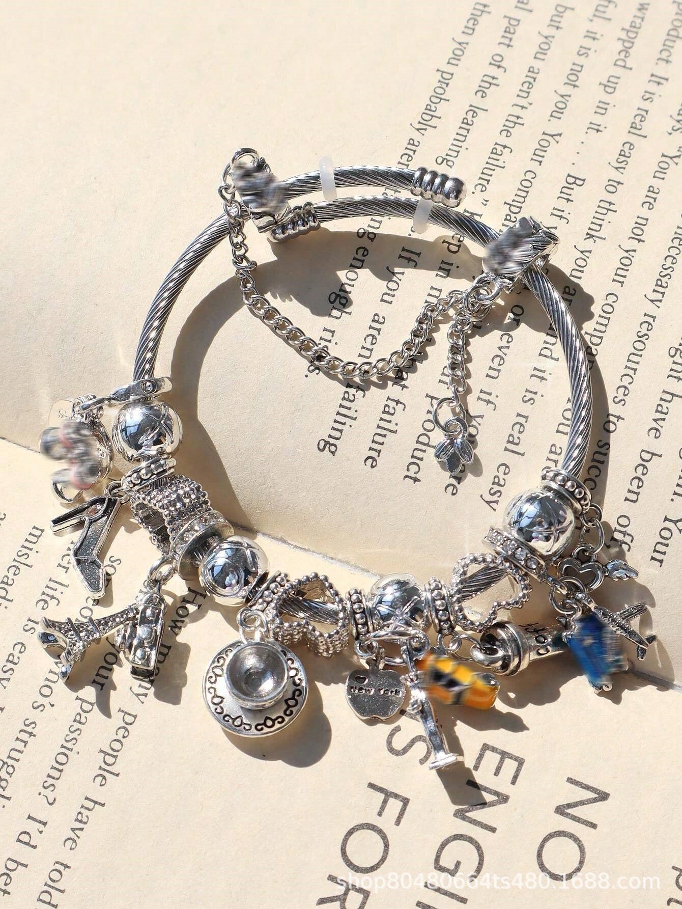Pan Family Bracelet-DIY Cross-Border Hot-Selling Bracelet Telescope Car Airplane Tower Coffee Camera Heart Jewelry