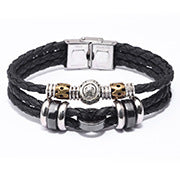European and American Creative Light Luxury Bracelet for Women, Elegant Fashionable Fresh Style Cowhide Woven Bracelet with Roman Numeral Ring