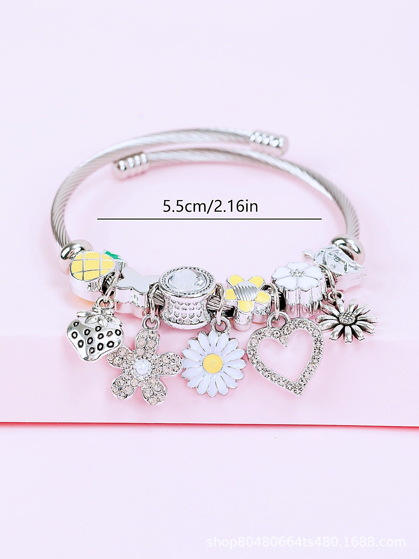 Pan Family Bracelet-DIY Cross-Border Hot-Selling Bracelet with Oil-Drip Rhinestones Sunflower Strawberry Pineapple Daisy Butterfly Jewelry
