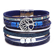 European and American Creative Light Luxury Bracelet for Women, Elegant Fashionable Fresh Style Cowhide Woven Bracelet with Roman Numeral Ring