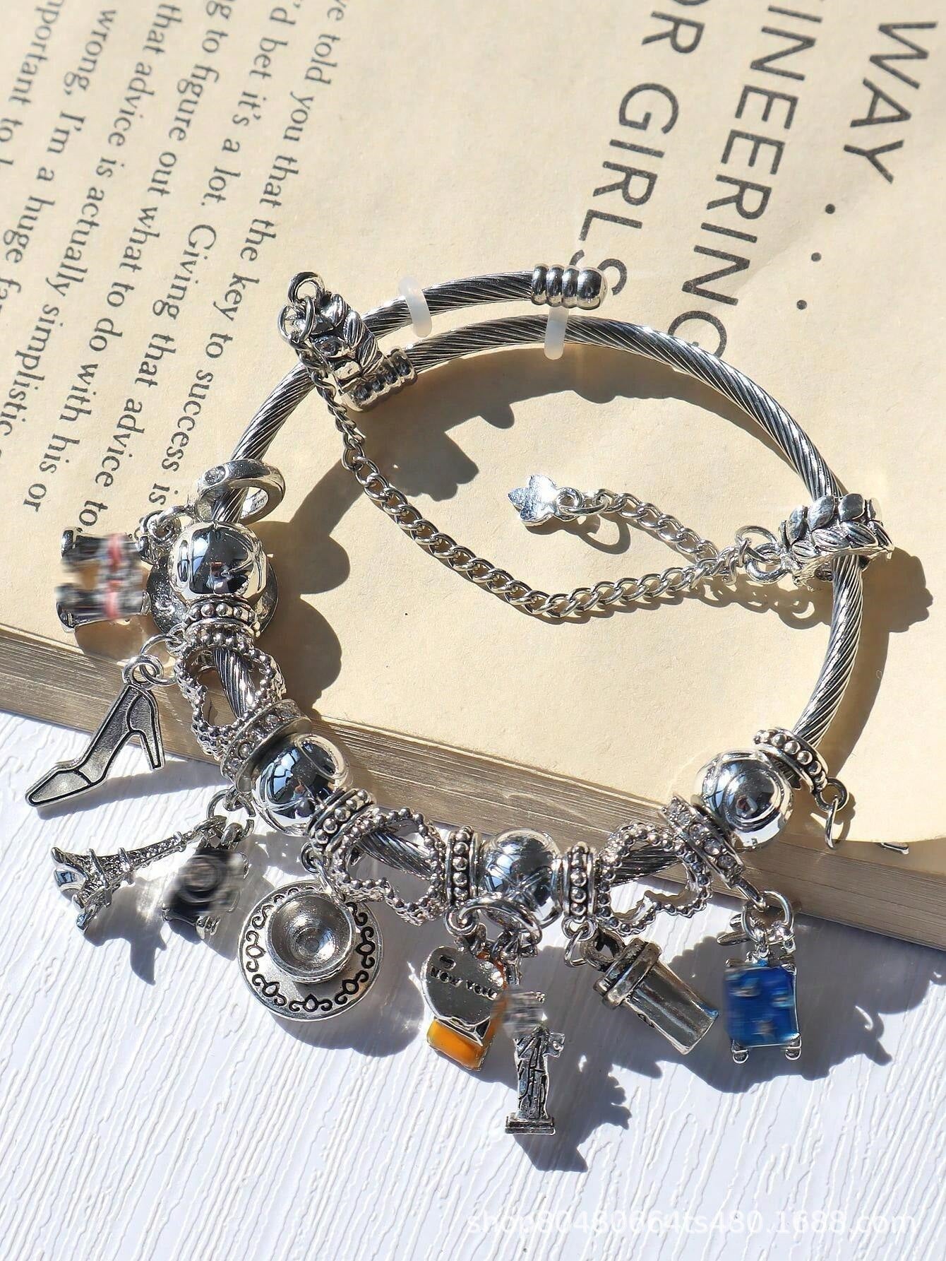 Pan Family Bracelet-DIY Cross-Border Hot-Selling Bracelet Telescope Car Airplane Tower Coffee Camera Heart Jewelry