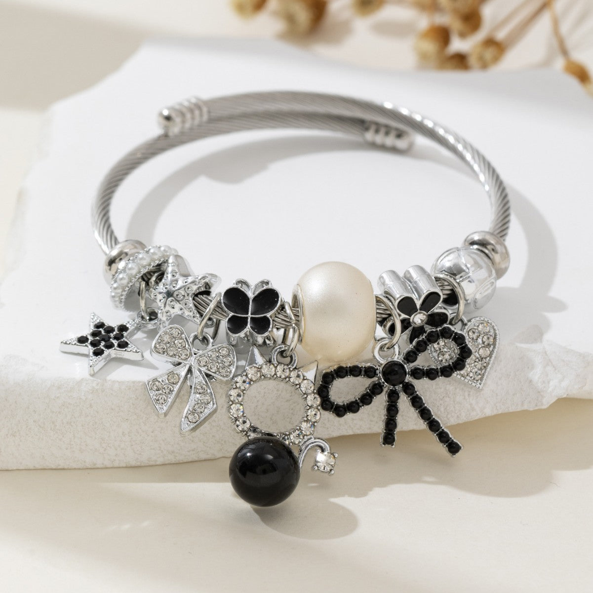 Pan Family Bracelet Cross-border hot DIY Beaded Bracelet Pearl Cat Bow Heart Pentagram Fashion Jewelry