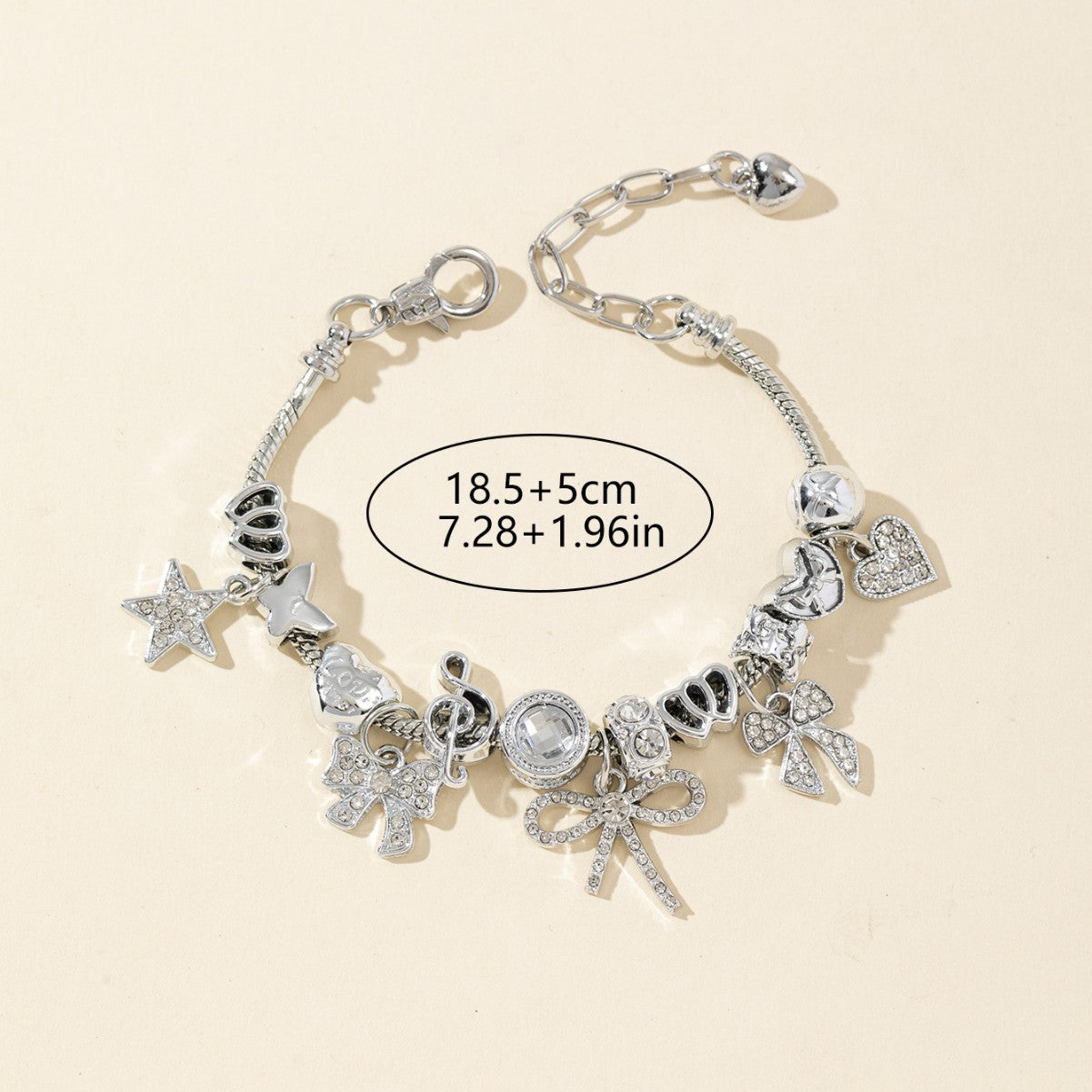 Pan Family Bracelet Europe and america cross border DIY Beaded Bracelet Rhinestone Bow Heart Pentagram Fast Fashion Jewelry