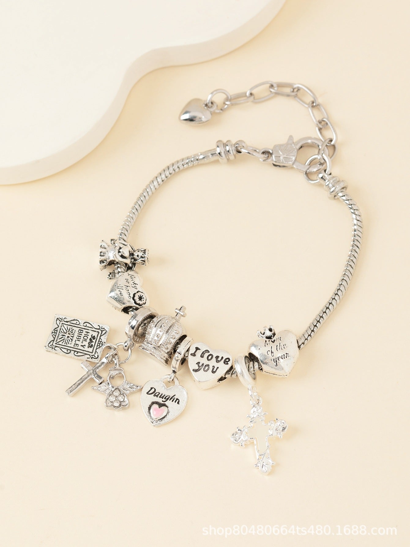Pan Family Bracelet-DIY Cross-Border Hot-Selling Bracelet Luminous Cross Heart Angel Crown Adjustable Beautiful Jewelry