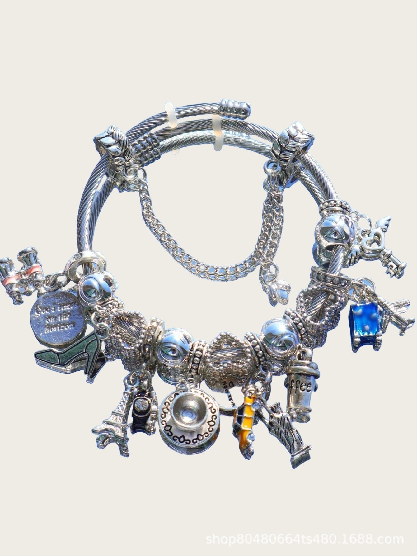 Pan Family Bracelet-DIY Cross-Border Hot-Selling Bracelet Telescope Car Airplane Tower Coffee Camera Heart Jewelry