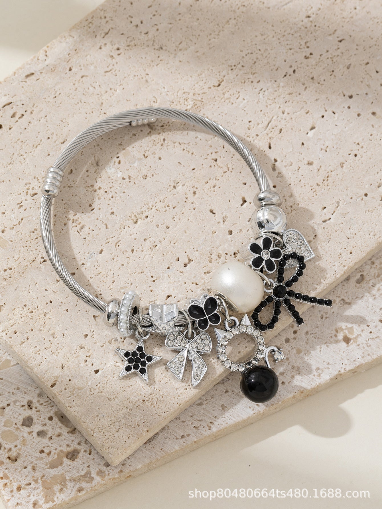 Pan Family Bracelet Cross-border hot DIY Beaded Bracelet Pearl Cat Bow Heart Pentagram Fashion Jewelry