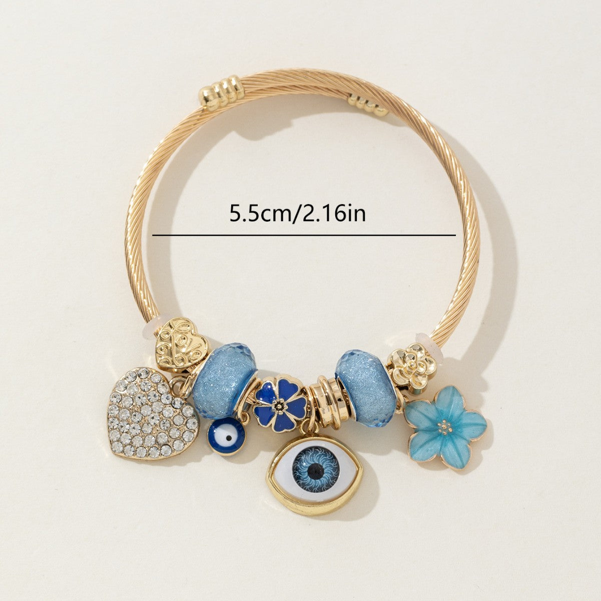 Pan Family Bracelet Cross-border hot DIY Beaded Bracelet Blue Devil Eye Rhinestone Heart Flower Fashion Jewelry