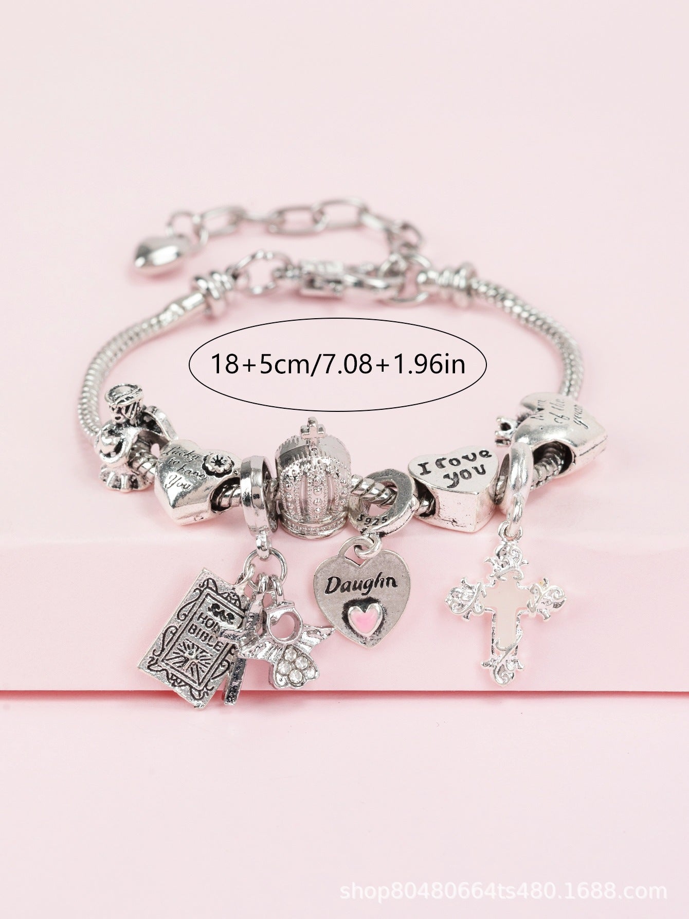 Pan Family Bracelet-DIY Cross-Border Hot-Selling Bracelet Luminous Cross Heart Angel Crown Adjustable Beautiful Jewelry