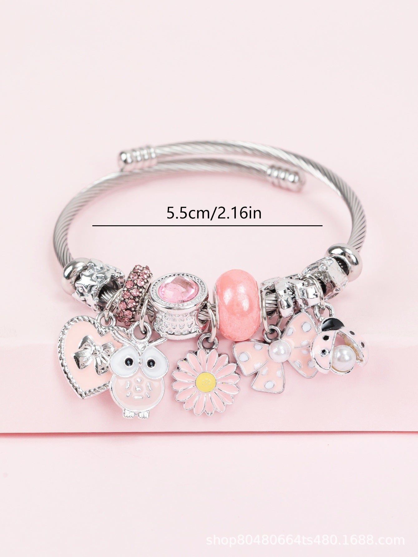 Pan Family Bracelet-DIY Cross-Border Hot-Selling Bracelet Pink Oil-Drip Owl Sunflower Bowknot Ladybug Jewelry