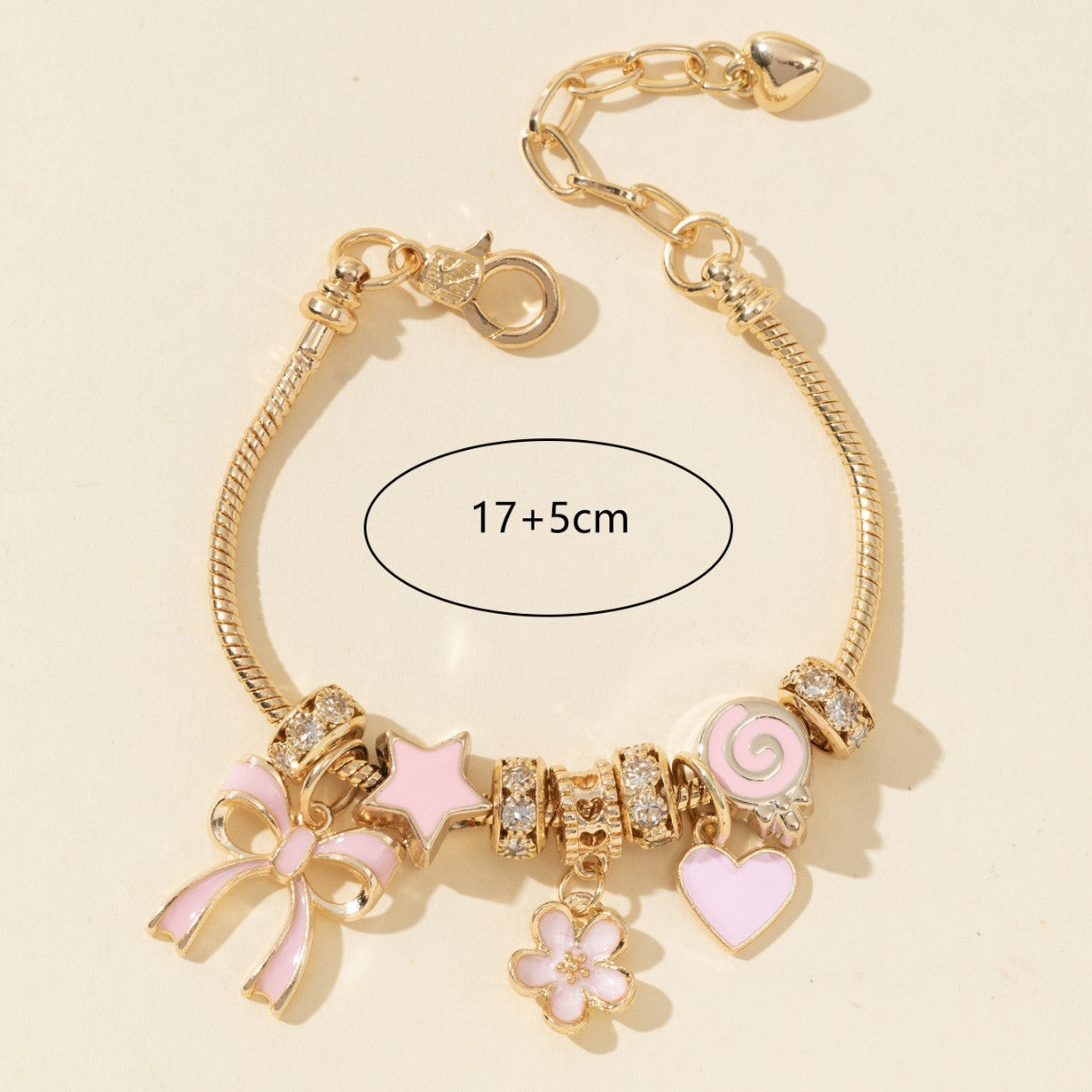 Pan Family Bracelet Cross-Border Beauty DIY Beaded Pink Bow Heart Lollipop Flower Pendant Fashion Jewelry