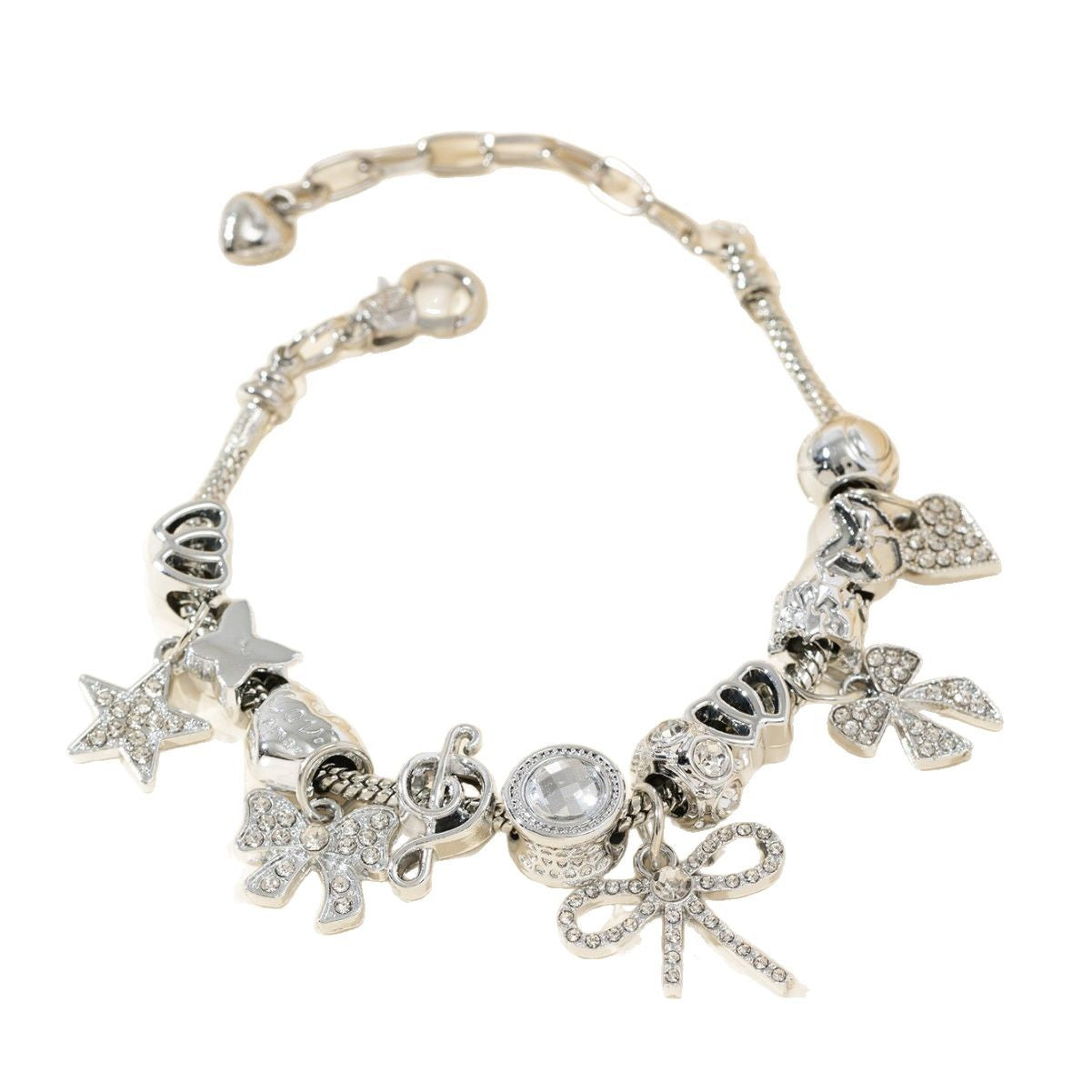 Pan Family Bracelet Europe and america cross border DIY Beaded Bracelet Rhinestone Bow Heart Pentagram Fast Fashion Jewelry