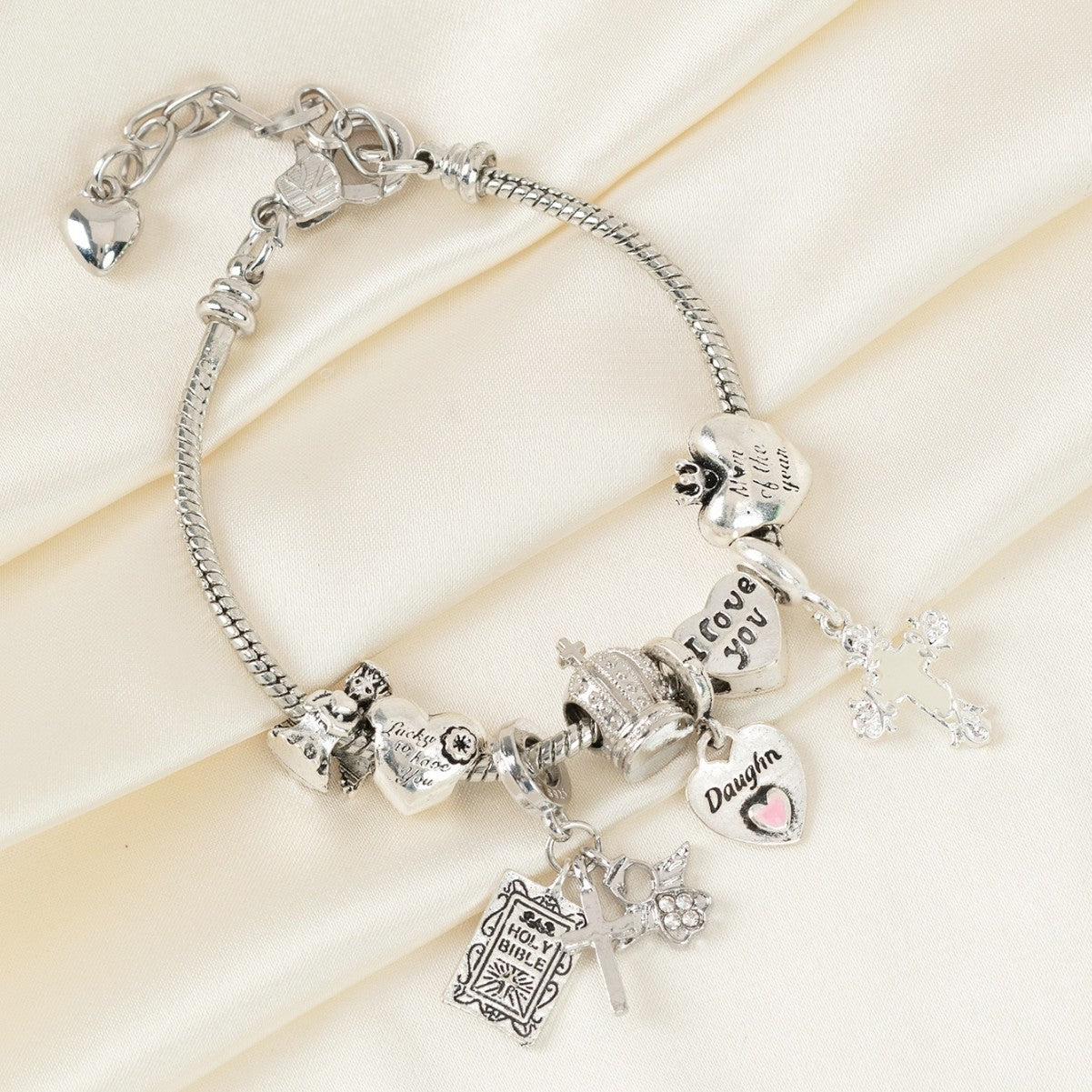 Pan Family Bracelet-DIY Cross-Border Hot-Selling Bracelet Luminous Cross Heart Angel Crown Adjustable Beautiful Jewelry