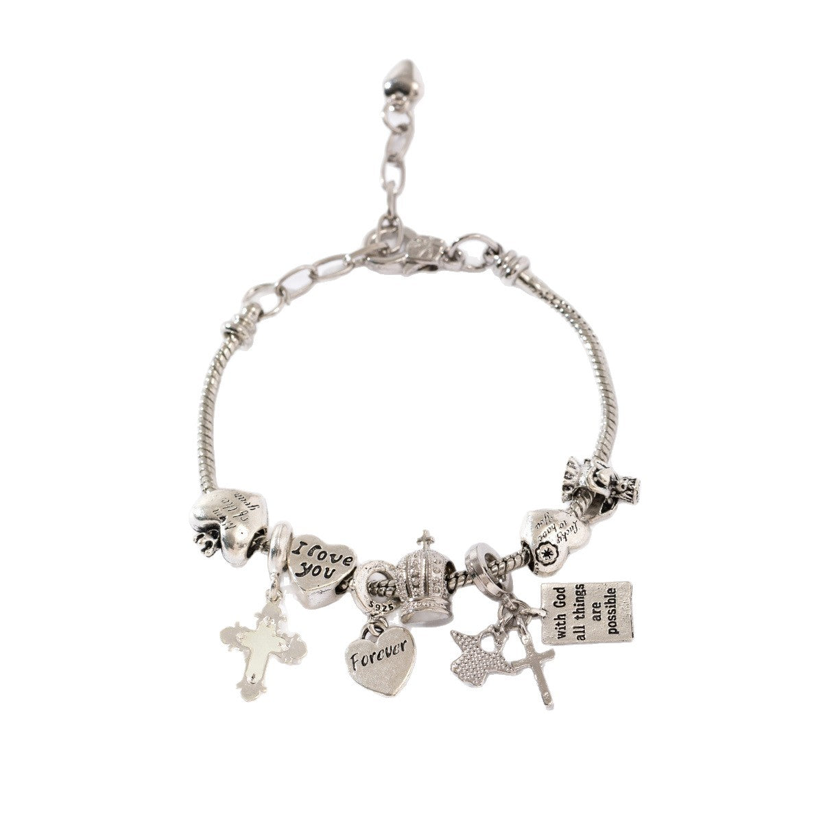 Pan Family Bracelet-DIY Cross-Border Hot-Selling Bracelet Luminous Cross Heart Angel Crown Adjustable Beautiful Jewelry
