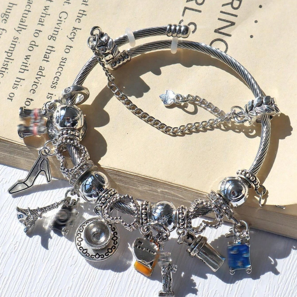 Pan Family Bracelet-DIY Cross-Border Hot-Selling Bracelet Telescope Car Airplane Tower Coffee Camera Heart Jewelry