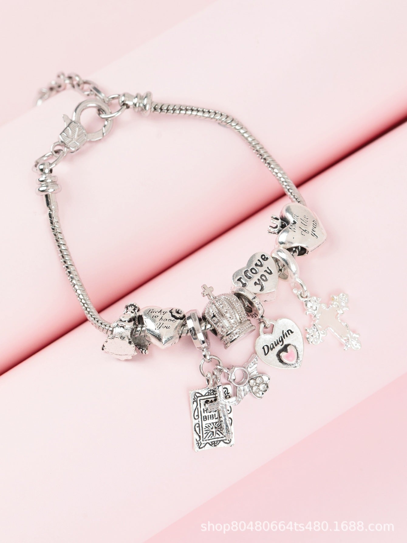Pan Family Bracelet-DIY Cross-Border Hot-Selling Bracelet Luminous Cross Heart Angel Crown Adjustable Beautiful Jewelry