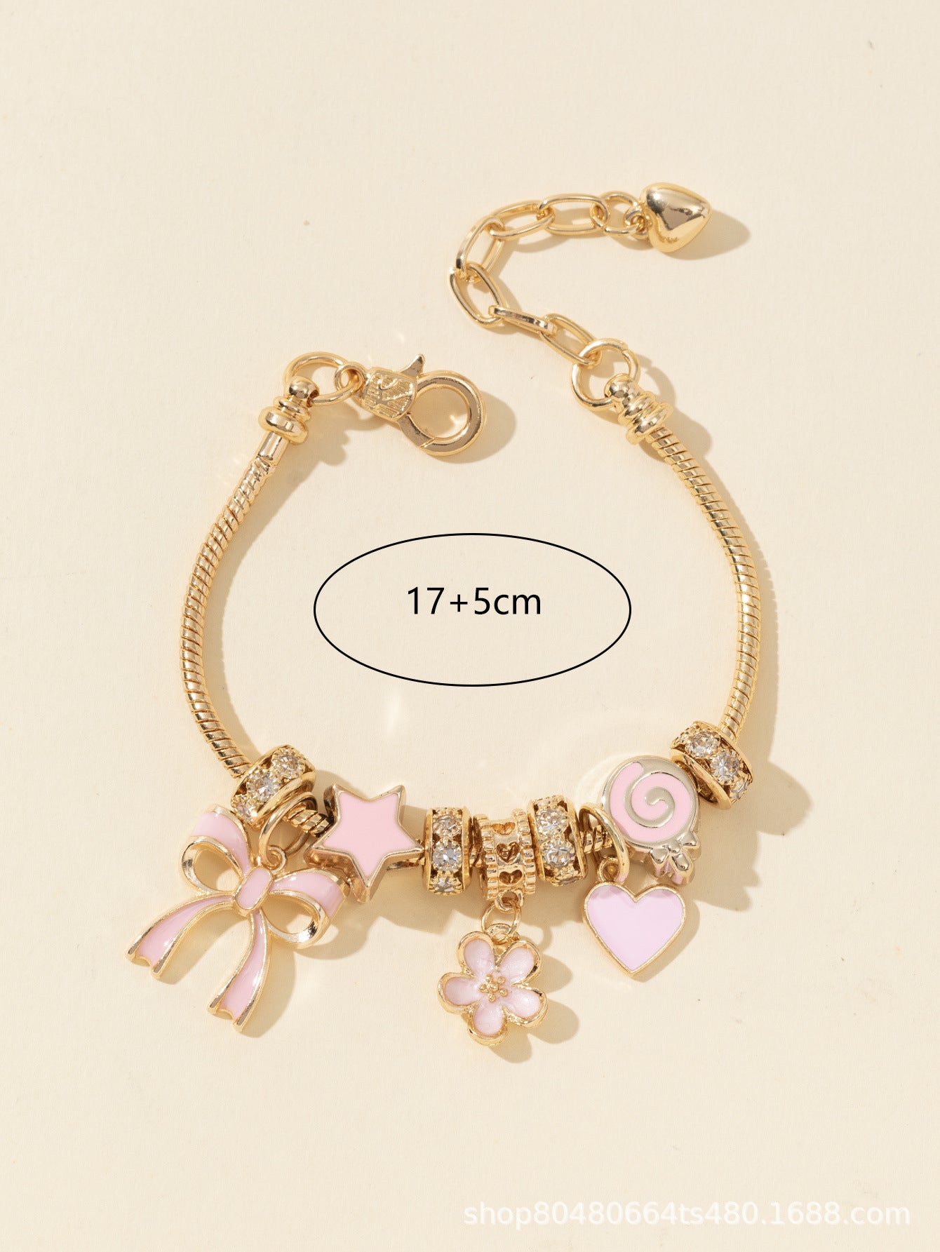 Pan Family Bracelet Cross-Border Beauty DIY Beaded Pink Bow Heart Lollipop Flower Pendant Fashion Jewelry