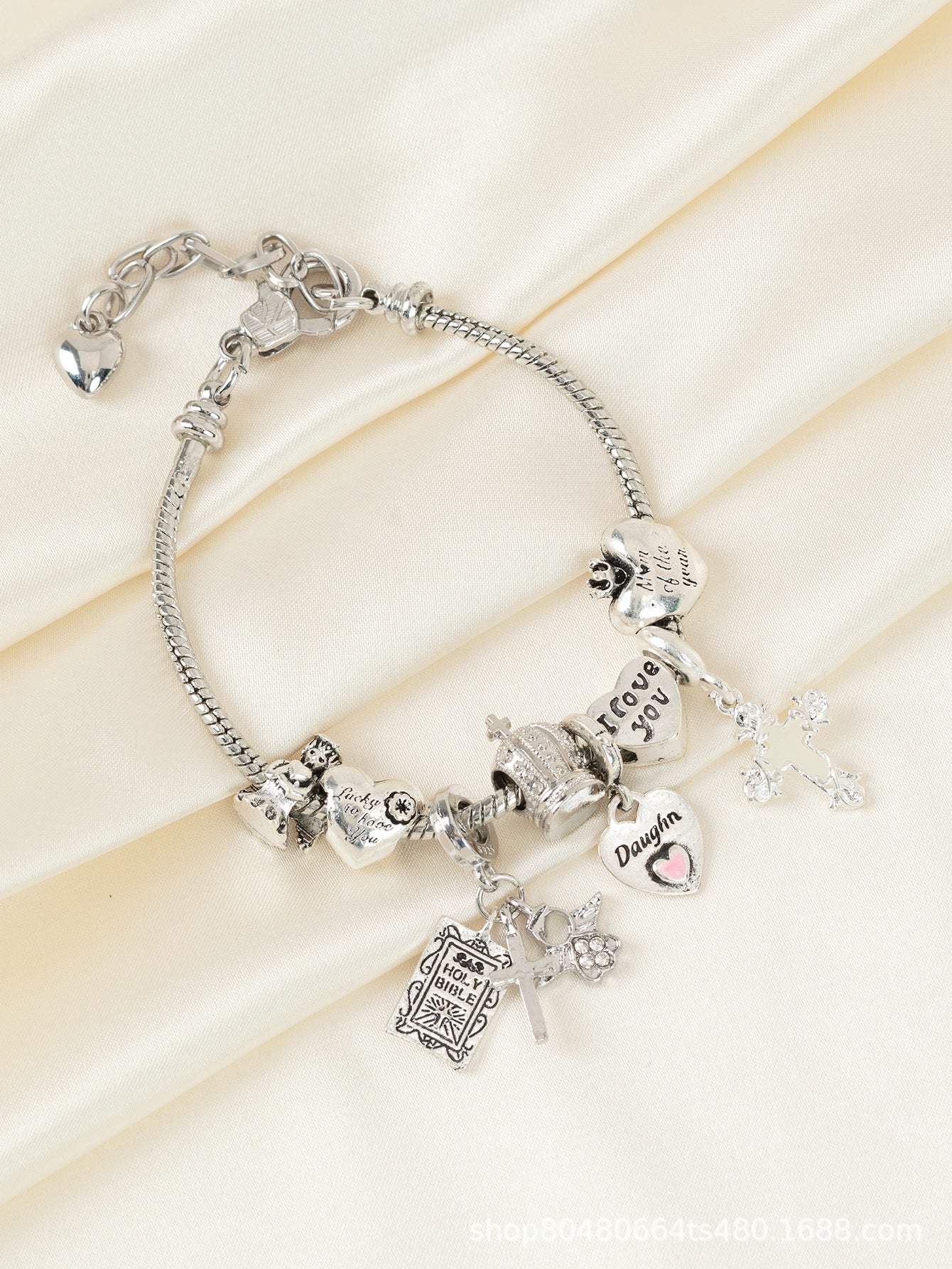 Pan Family Bracelet-DIY Cross-Border Hot-Selling Bracelet Luminous Cross Heart Angel Crown Adjustable Beautiful Jewelry