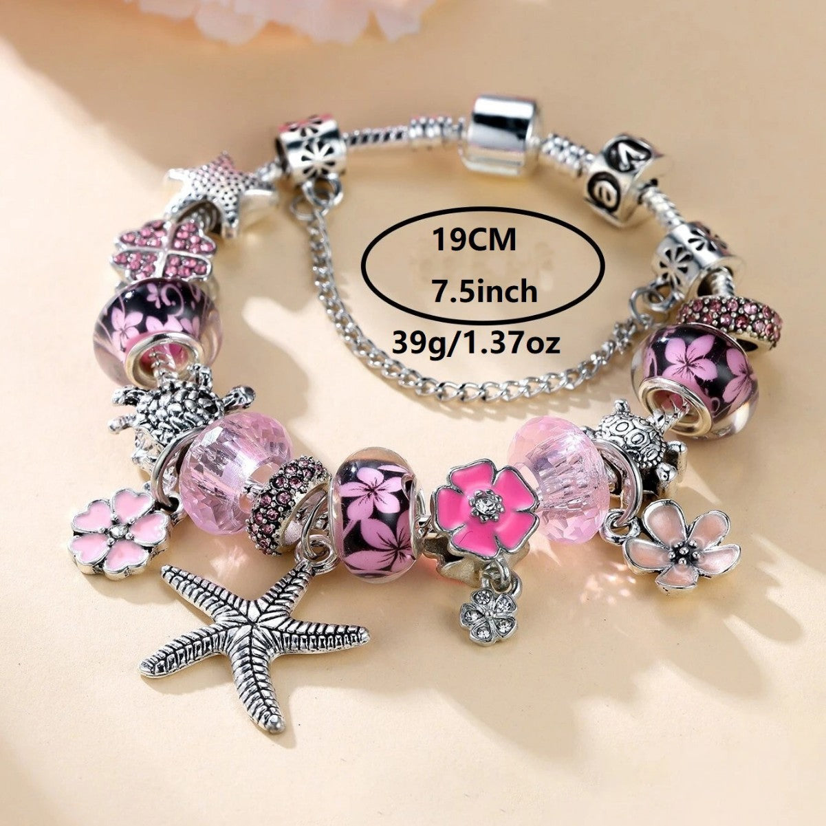 Pan Family Bracelet Dora DIY Cross-Border Hot-Selling Retro Starfish Oil Drop Flower Pendant Turtle Rhinestone Four-Leaf Clover