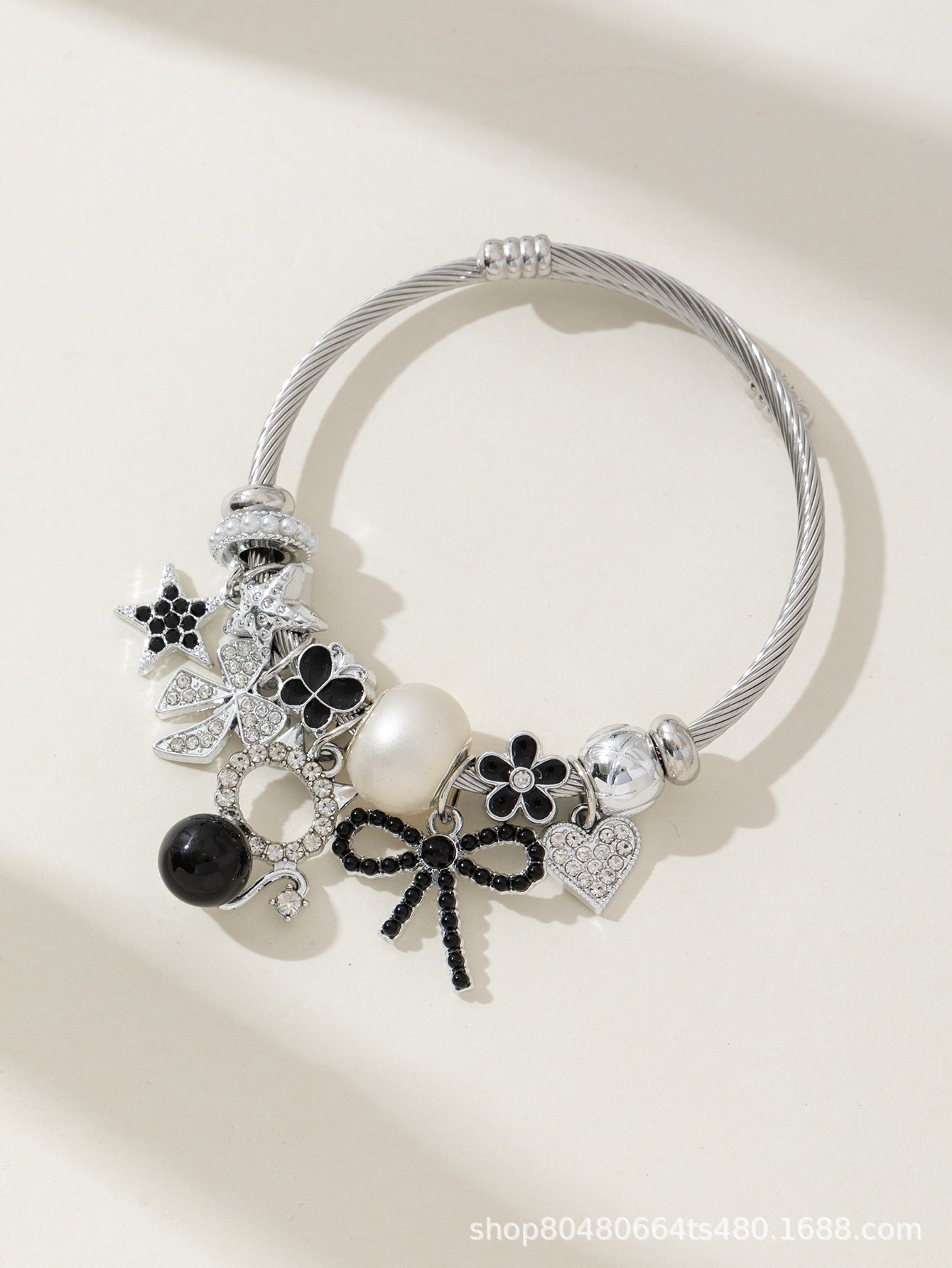 Pan Family Bracelet Cross-border hot DIY Beaded Bracelet Pearl Cat Bow Heart Pentagram Fashion Jewelry