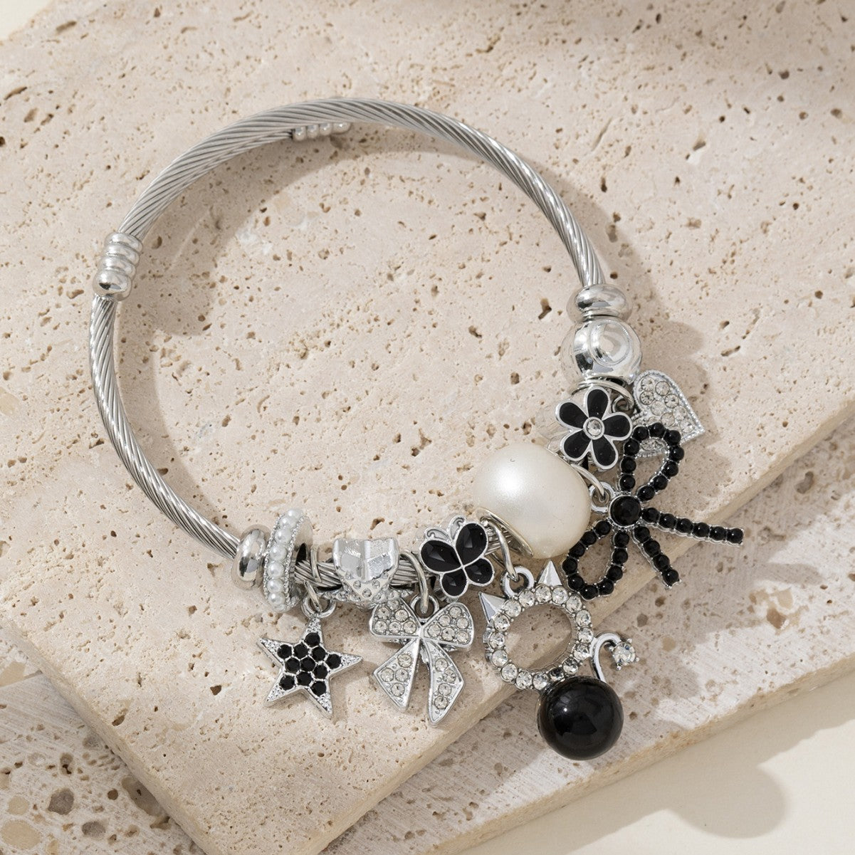 Pan Family Bracelet Cross-border hot DIY Beaded Bracelet Pearl Cat Bow Heart Pentagram Fashion Jewelry