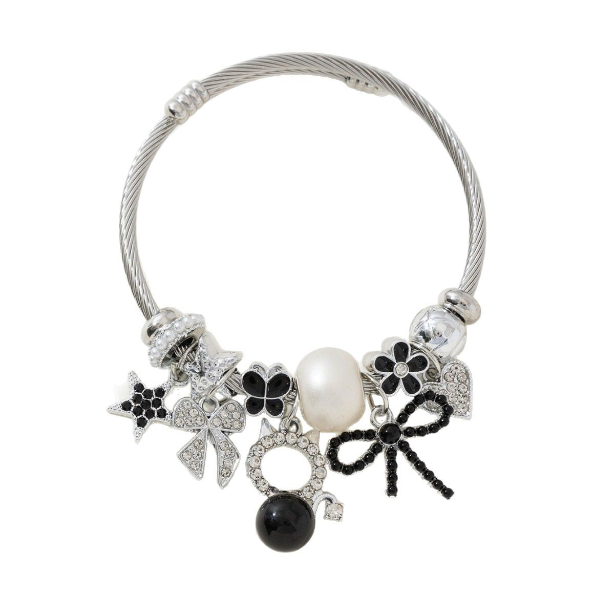Pan Family Bracelet Cross-border hot DIY Beaded Bracelet Pearl Cat Bow Heart Pentagram Fashion Jewelry
