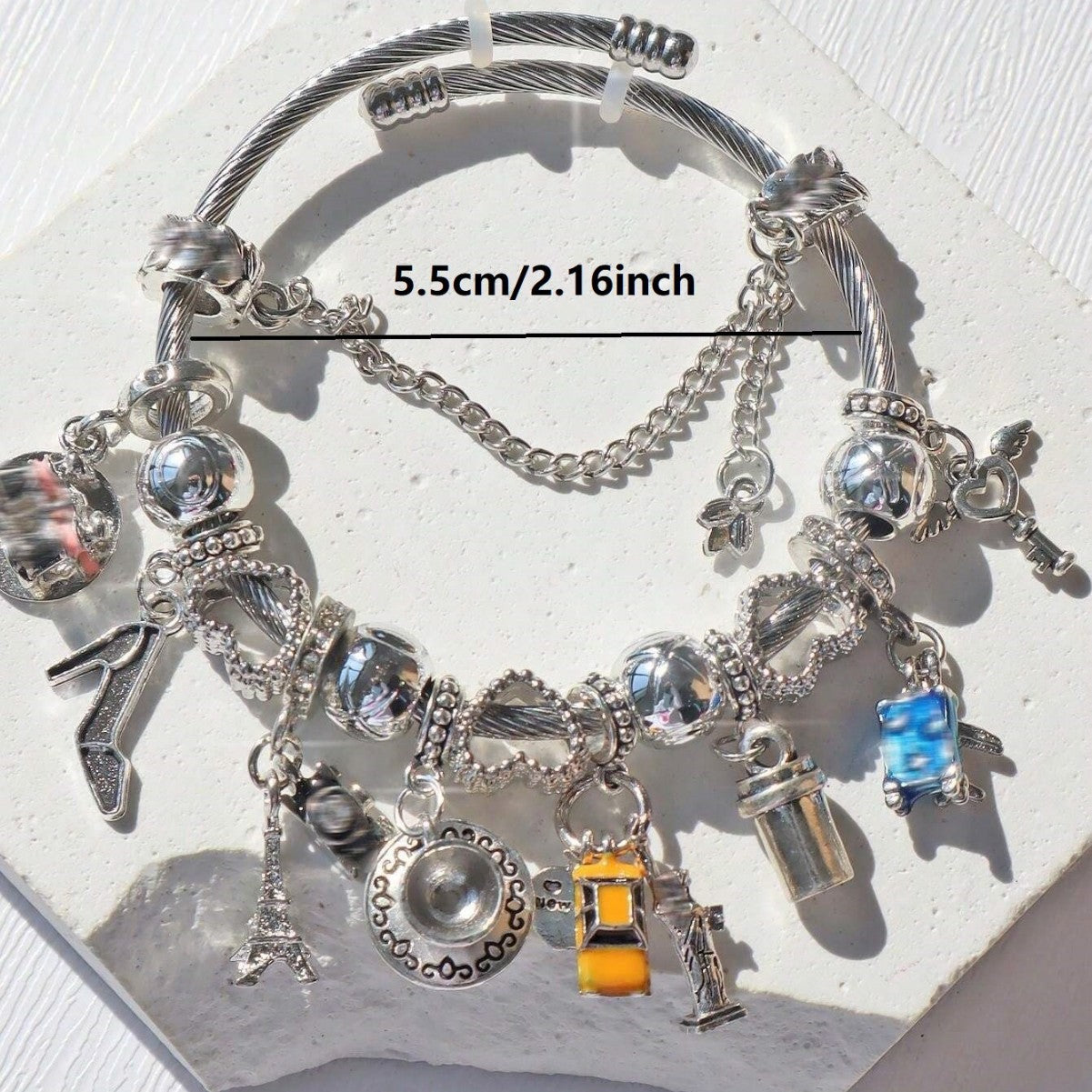 Pan Family Bracelet-DIY Cross-Border Hot-Selling Bracelet Telescope Car Airplane Tower Coffee Camera Heart Jewelry