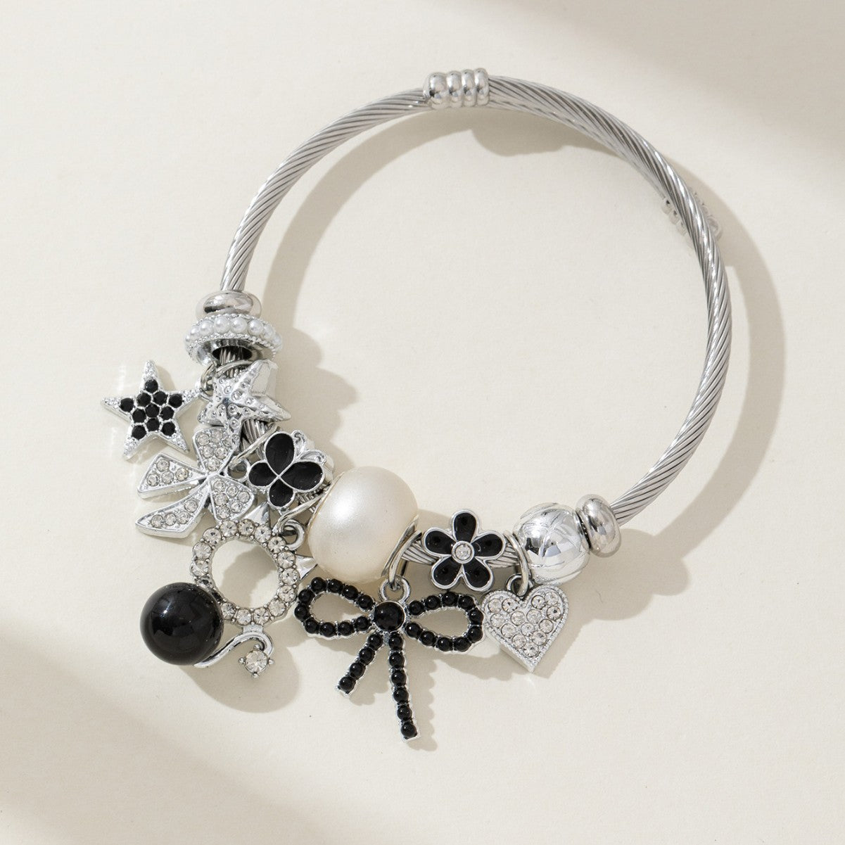 Pan Family Bracelet Cross-border hot DIY Beaded Bracelet Pearl Cat Bow Heart Pentagram Fashion Jewelry