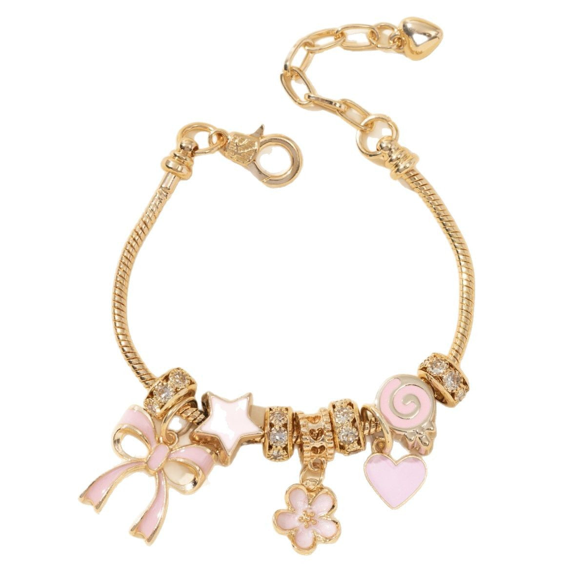 Pan Family Bracelet Cross-Border Beauty DIY Beaded Pink Bow Heart Lollipop Flower Pendant Fashion Jewelry